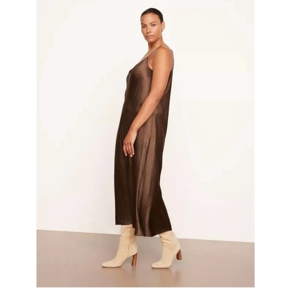 VINCE Satin Slip Dress in Nutwood Size S - Picture 2 of 16